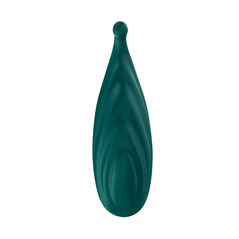 Teal silicone mini vibrator on transparent background