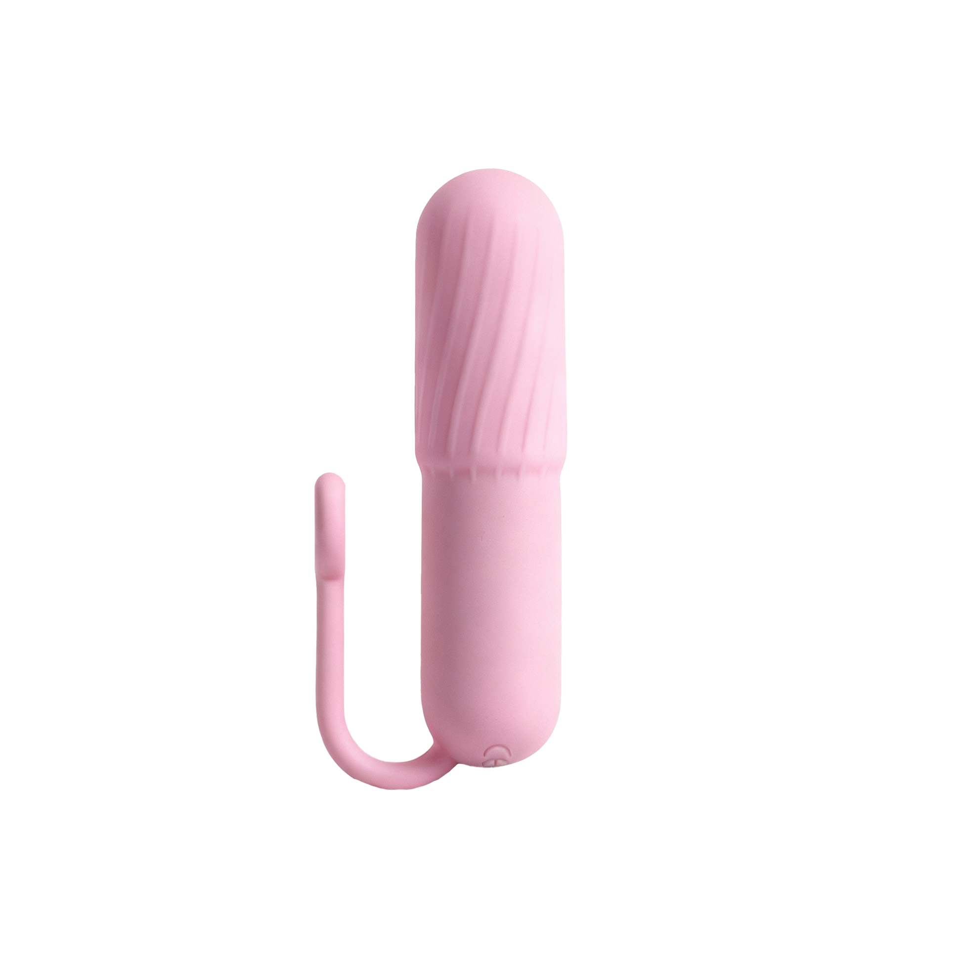 Pink handheld bullet vibrator on a white background